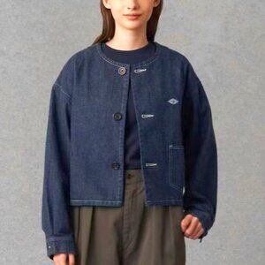 Japanese Brand "Danton" Collarless Denim Jacket - Size 6 (38)